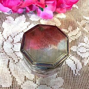 Vintage Art Deco Sterling Silver Top glass vanity jar monogram CRM